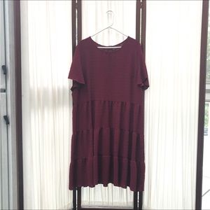 Shein Curve Maroon Tiered Dress